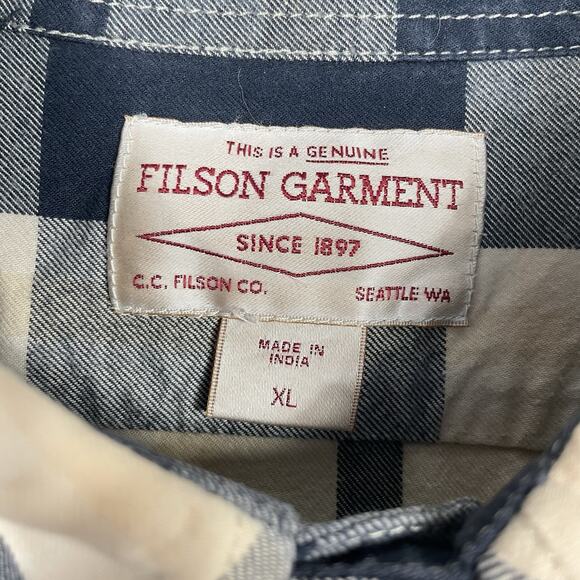 CC Filson Wildwood Shirt Men’s XL Black Tan Plaid Midweight 100% Cotton Workwear - Picture 3 of 10